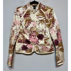 Vintage Madison Studio Old Money Quilted Silk-Blend Jacket Size 4 Elegant Luxe